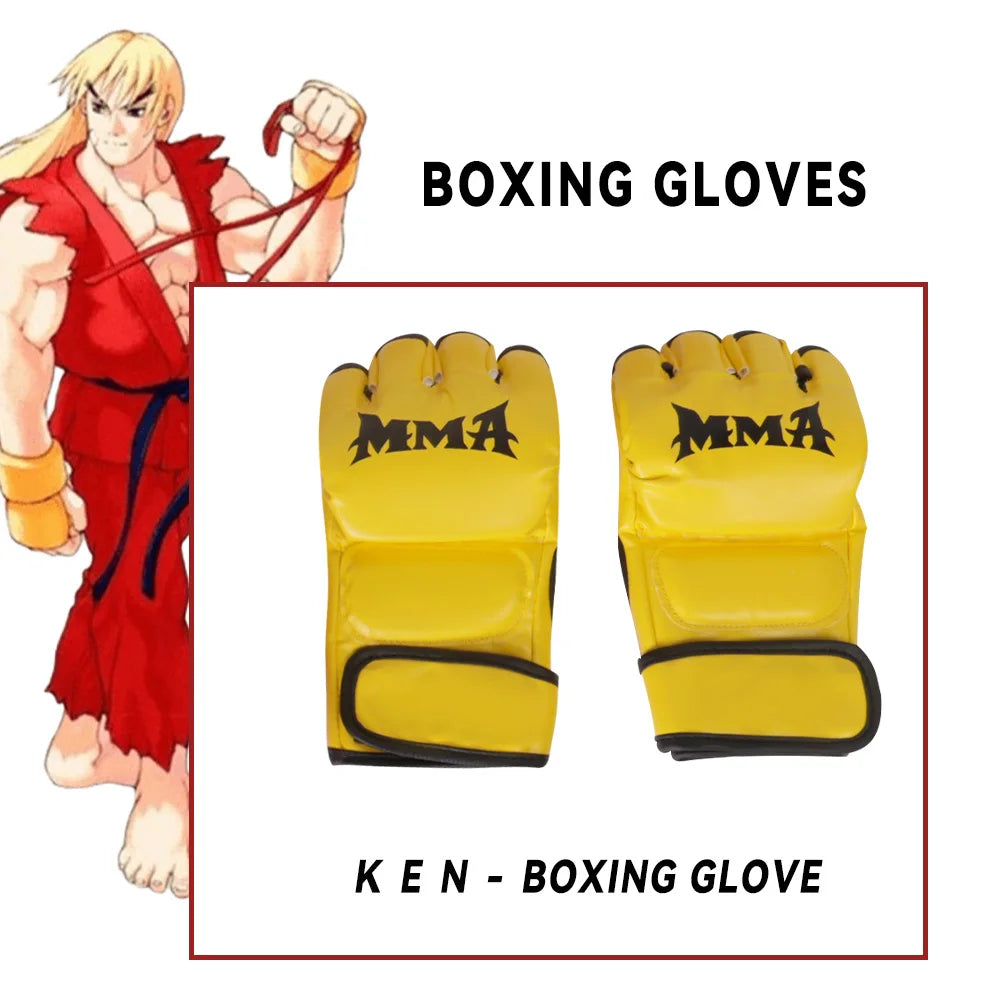 Street Fighter Ryu and Ken Cosplay Costume White and Red Martial Arts Uniform with Belt Men's Karate Outfit for Adults