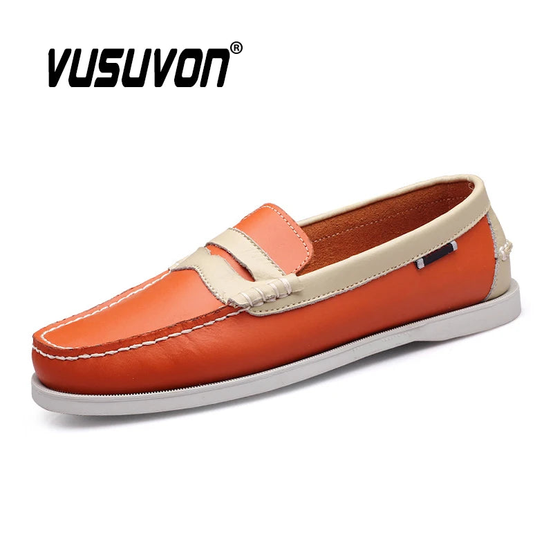 Big Size 2020 Men Loafers Summer Flats Brand Designer Men's Shoes Genuine Leather Dockside Boat Shoes Slip On Casual Shoes