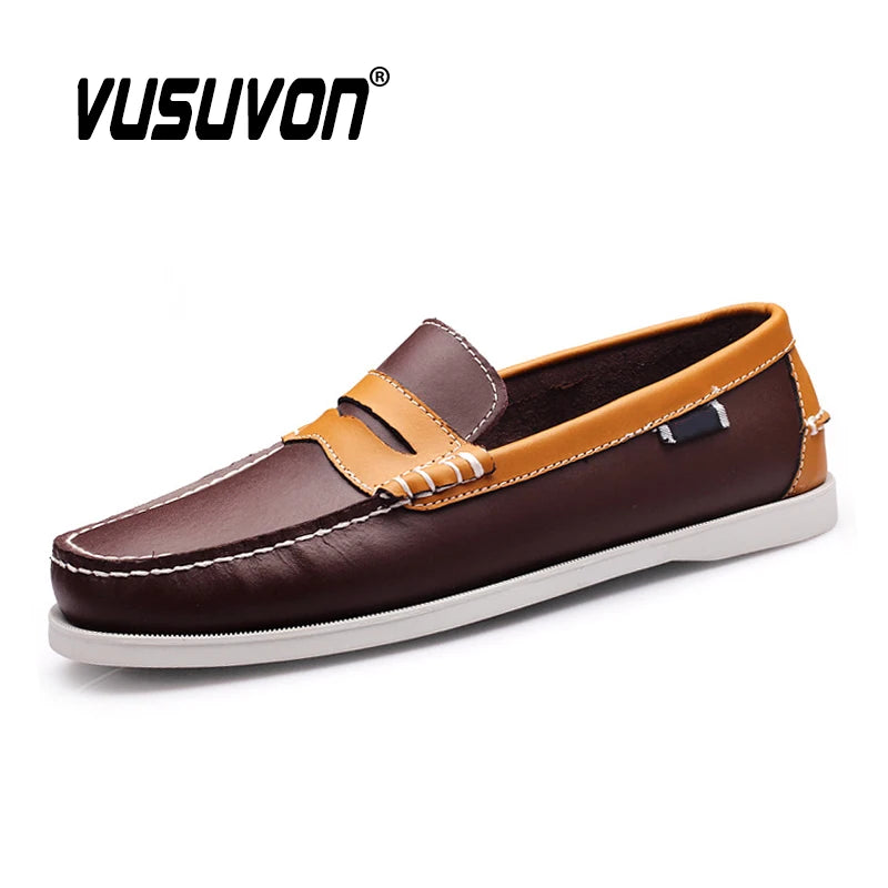 Big Size 2020 Men Loafers Summer Flats Brand Designer Men's Shoes Genuine Leather Dockside Boat Shoes Slip On Casual Shoes