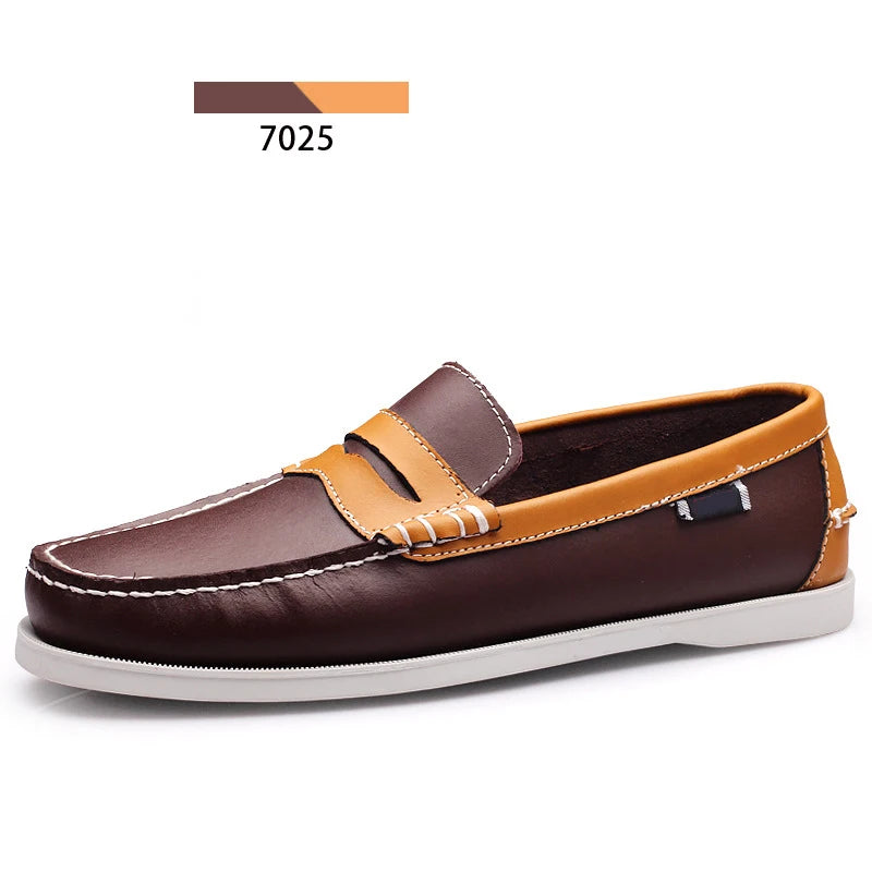 Big Size 2020 Men Loafers Summer Flats Brand Designer Men's Shoes Genuine Leather Dockside Boat Shoes Slip On Casual Shoes