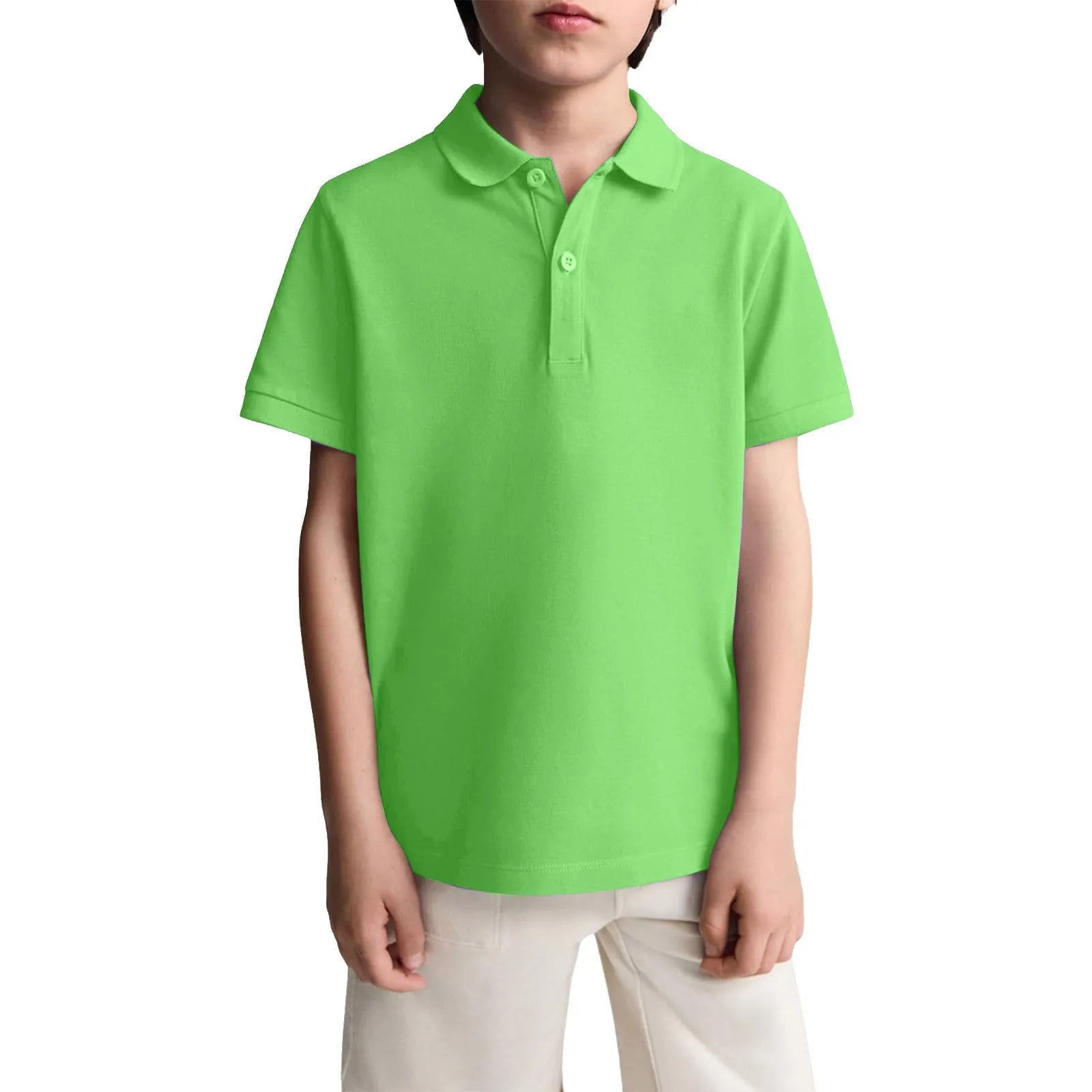 Boys Casual Polo Shirts Short Sleeve Lapel Shirt Short Sleeve Athletic Tee School Uniform Shirts For Kids 6-11y