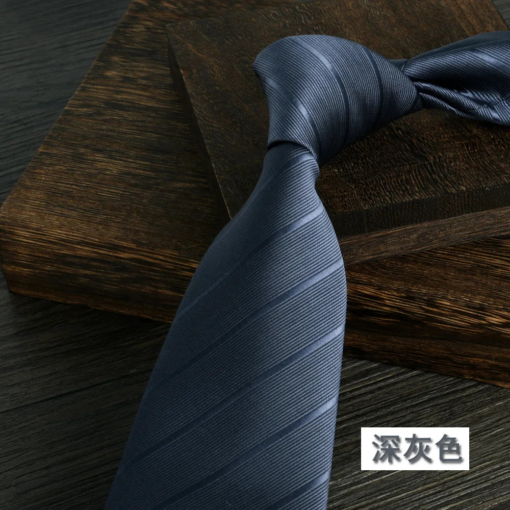Gray Balck Blue Striped Men Ties 8cm Width Jacquard Polyester Necktie For Men Daily Wear Accessories