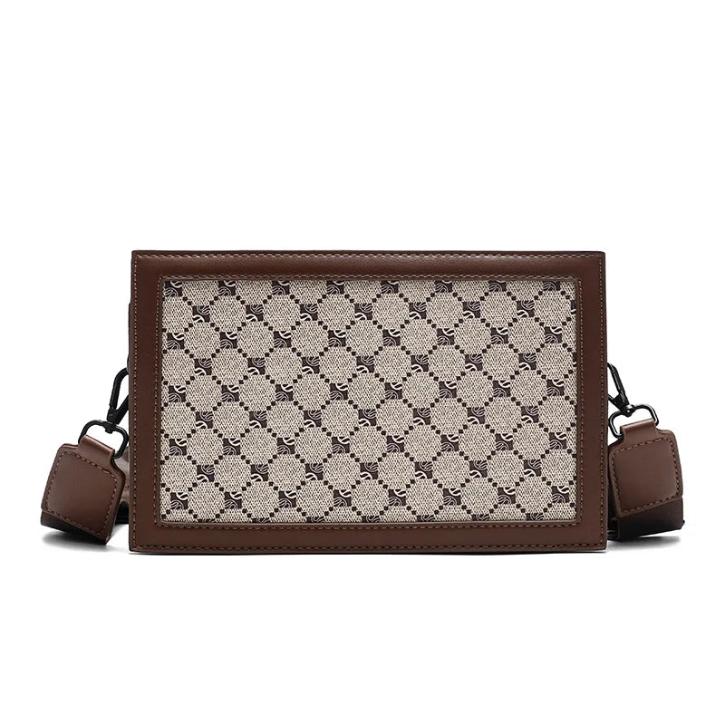 High-quality Men's Shoulder Bag Stylish Small Square Bag Minimalist Plaid Light Business Crossbody Bag Casual Street Sling Bag