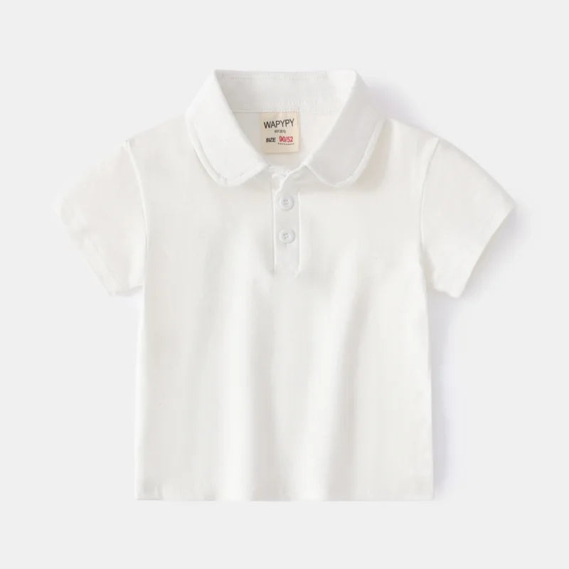 Korean Polo Tshirt Boy 100% Cotton Boys Clothes for School Uniform 2024 Shirts Solid White Black Green Polos Children's Clothing
