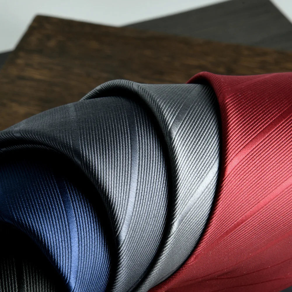 Gray Balck Blue Striped Men Ties 8cm Width Jacquard Polyester Necktie For Men Daily Wear Accessories