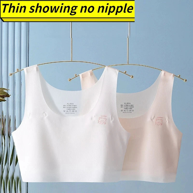 2026 Bra For Teenager Girls New Student Girl Development Period Bra No Steel Ring Girl Sports Tube Top Solid Color Training Bra