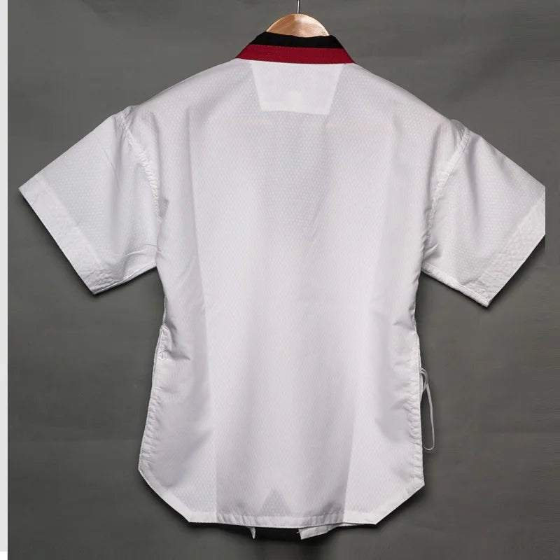 White Taekwondo Uniform For Competition Daily Training WTF Logo Karate Judo Dobok Clothes Children Adult Unisex Martial Arts Gi
