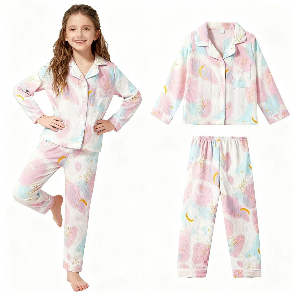 Soft Cotton Pajamas for Girls Cartoon Animal Print Pyjama Sets Children's Pijamas Sleepwear Suit Kid Long Sleeve Loungewear
