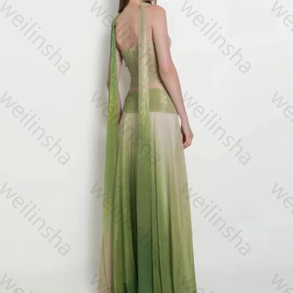 Elegant Sleeveless Backless Chiffon Evening Dresses Sexy Celebrity Dress Exquisite High Quality Prom Party Gown Women Customized