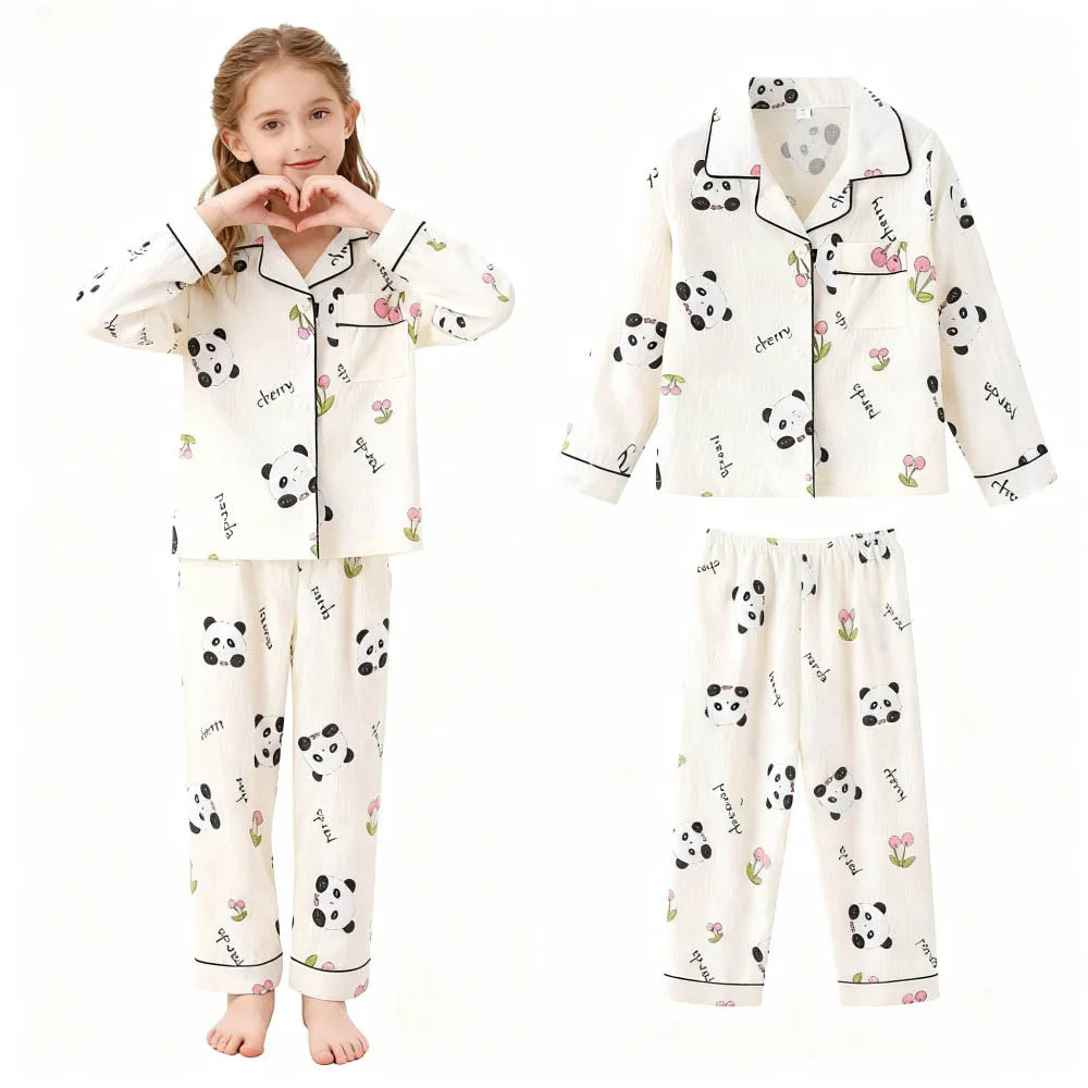 Soft Cotton Pajamas for Girls Cartoon Animal Print Pyjama Sets Children's Pijamas Sleepwear Suit Kid Long Sleeve Loungewear