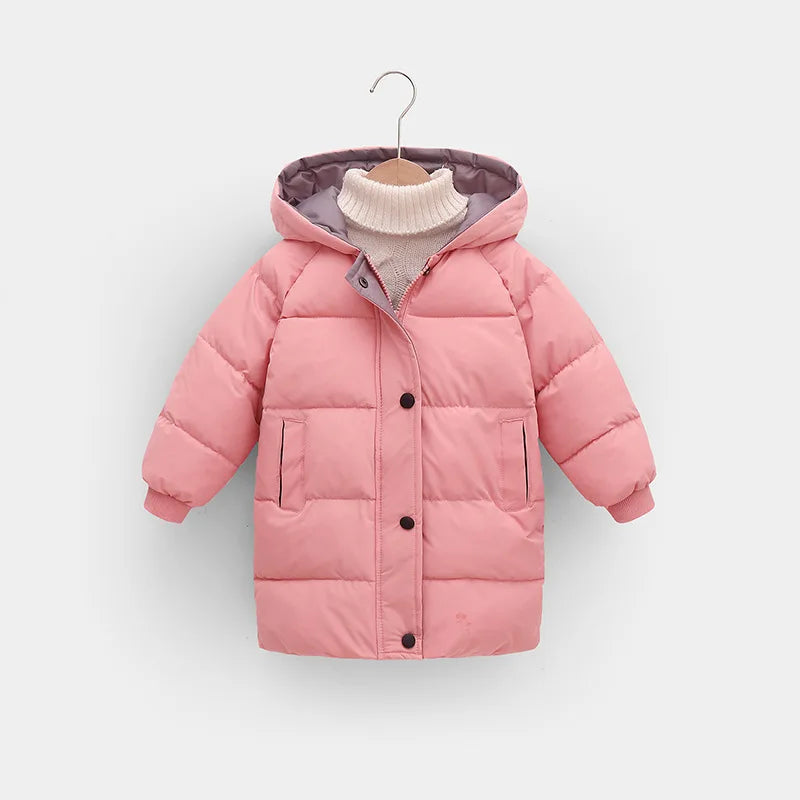 Girls Padded Denim Coat Boys Thicken Jacket Winter Children's Plus Velvet Outerwear Autumn Warm Loose Parkas Kids Fashion Clothe