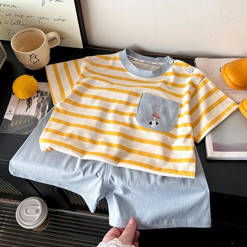 Kids Clothes Set Baby Boy/Girl T-Shirt + Shorts Summer Clothing Cotton Cartoon Casual Boys Tracksuit Children Baby Clothes Set