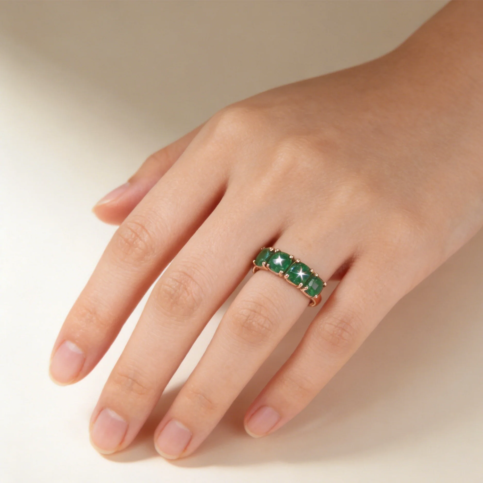 100% 18K Rose Gold Ring for Women Natural Emerald Gemstone Jewelry Anillos De Bizuteria Anillos Mujer Gemstone Gold Rings Box