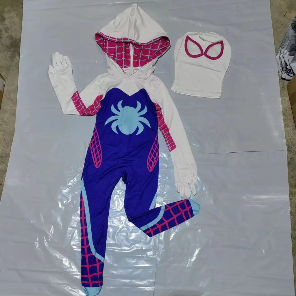 Halloween Costume For Kids Children Baby Girls Super Hero Supergirl Spidergirl Superhero Cosplay Suit Zentai Bodysuit Jumpsuit
