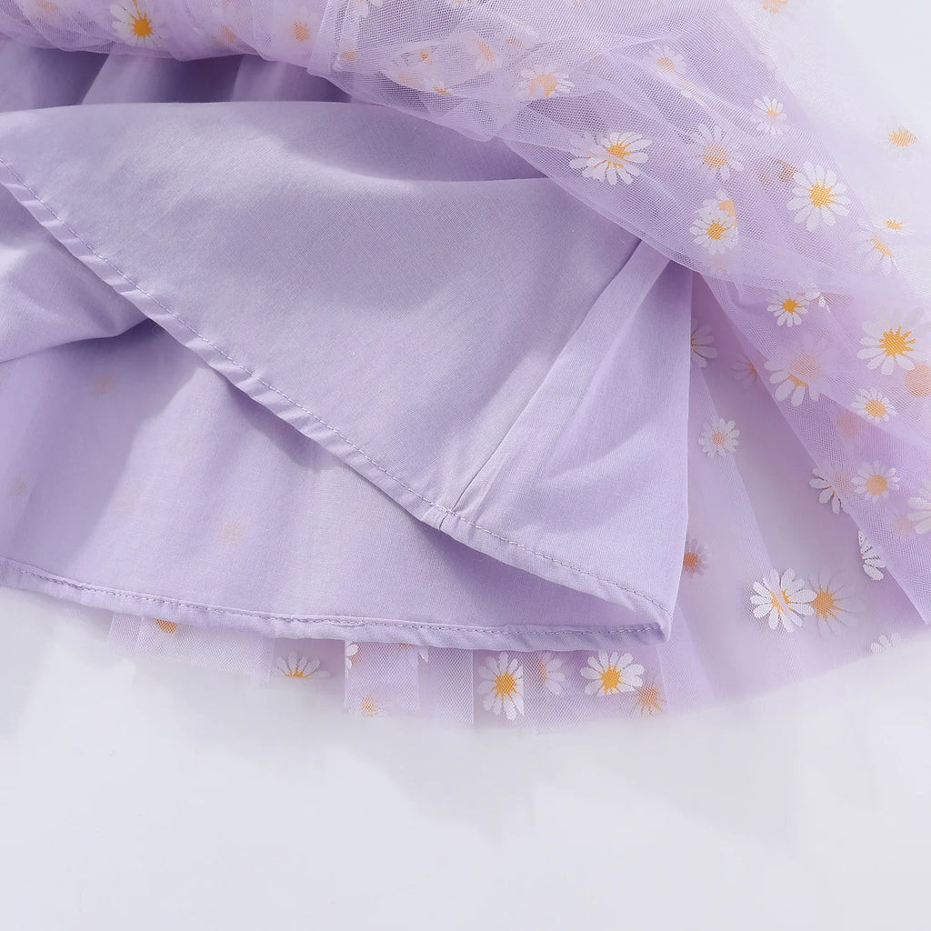 Korean Style Kid's Girls' Summer Dress 0-6Y Cute Baby Children's Daisy Suspender Mesh Dress for Girls Sun Beach Holiday Clothing