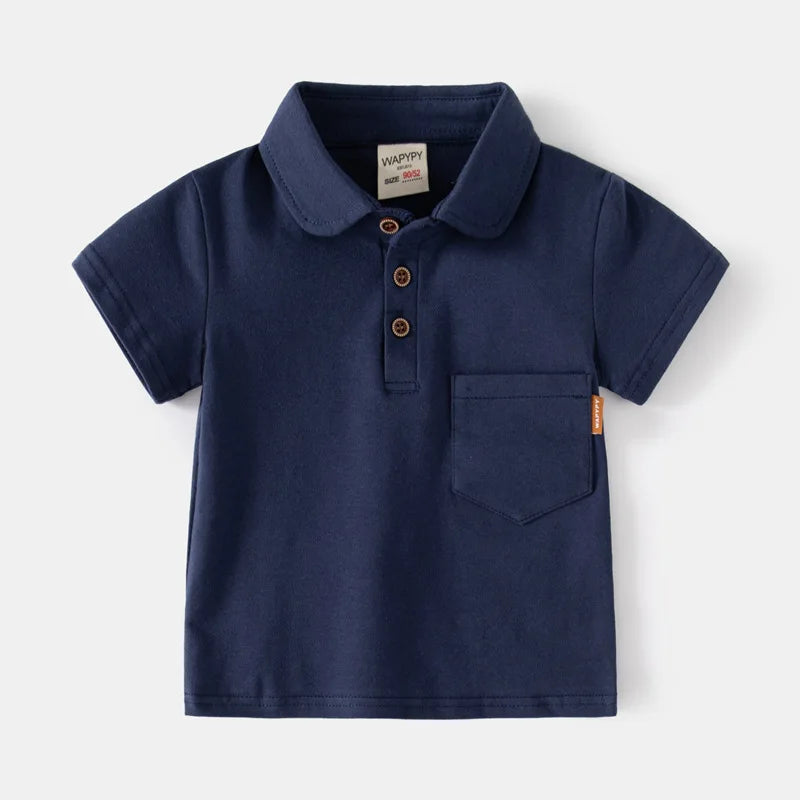 Korean Polo Tshirt Boy 100% Cotton Boys Clothes for School Uniform 2024 Shirts Solid White Black Green Polos Children's Clothing