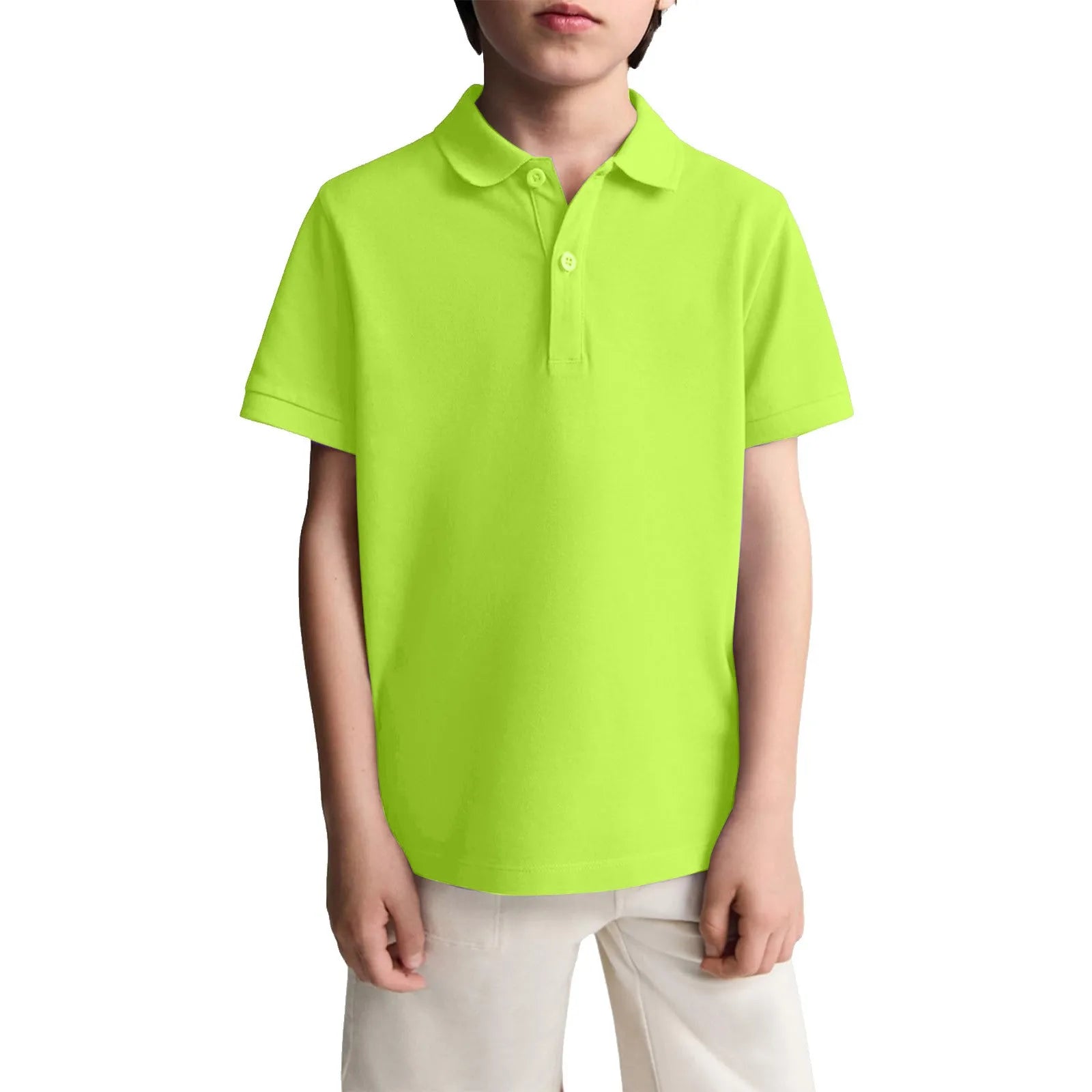 Boys Casual Polo Shirts Short Sleeve Lapel Shirt Short Sleeve Athletic Tee School Uniform Shirts For Kids 6-11y