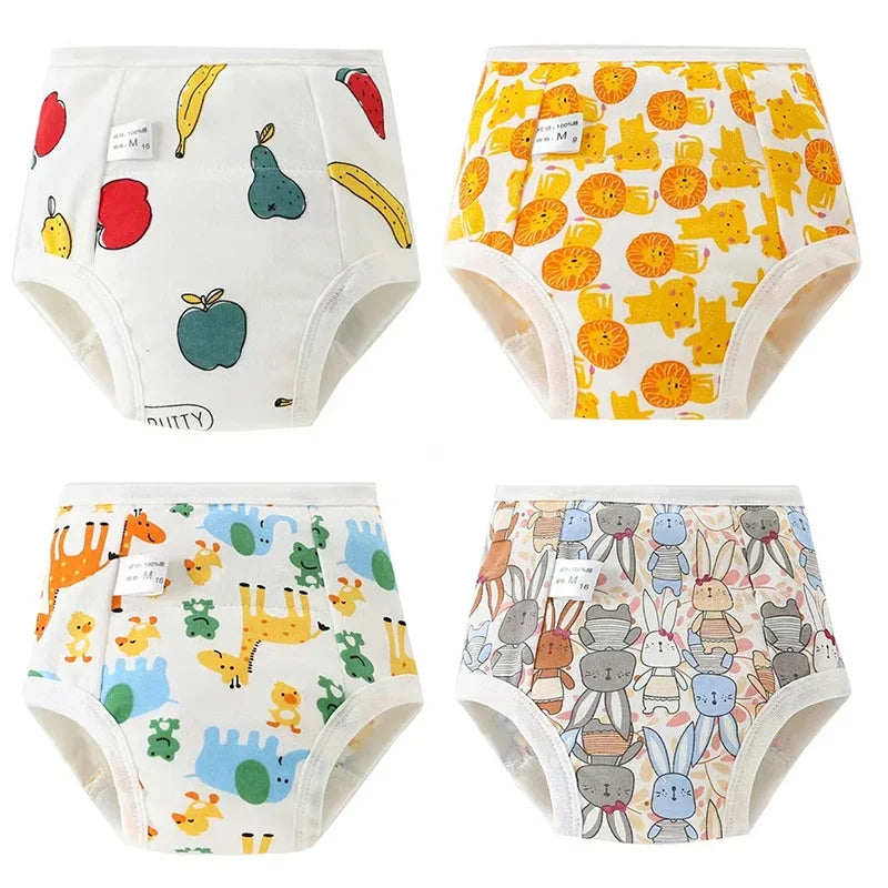 4PCS Baby Waterproof Diapers Pee Shorts Underwears Reusable Soft Ecological Cotton Toddler Potty Training Pants For Boys Girls