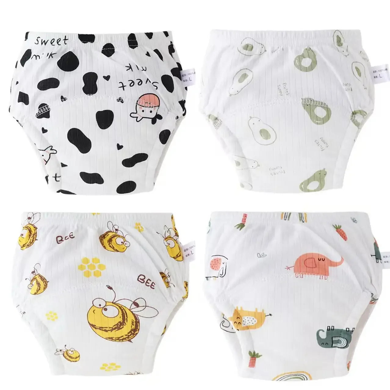 4PCS Baby Waterproof Diapers Pee Shorts Underwears Reusable Soft Ecological Cotton Toddler Potty Training Pants For Boys Girls