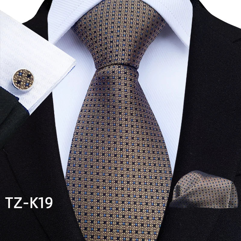 Men Ties Set Green Floral Paisley Necktie Business Formal Pocket Square Cufflinks Set For Wedding Party Accessories Cravat