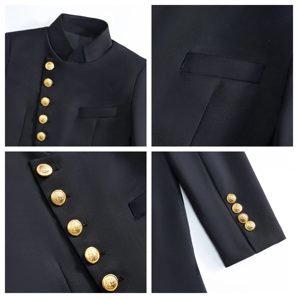 Kids' Two - Piece Suit Set: Royal Blue Jacket with Gold Buttons & Pants, Formal Outfit for Boys