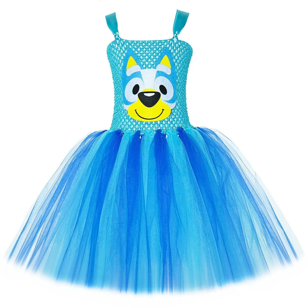 Halloween Children'S Animal Costume Bluey Princess Dress Bluey Bingo Same Style Puppy Cosplay Costume Mesh Tutu Skirt Gifts
