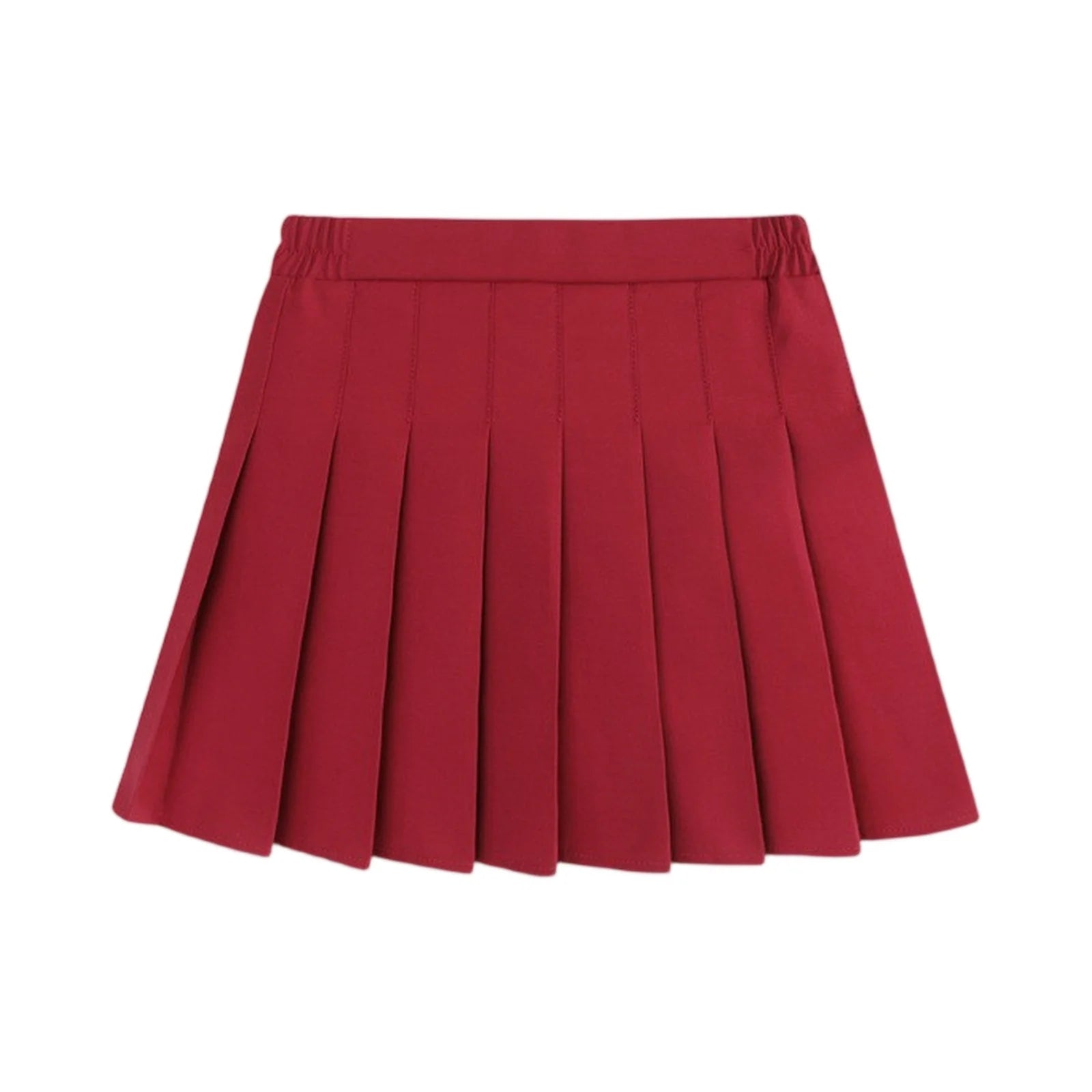 Girls Summer Skirts Kids Fashion Solid Color Pleated High Waist A-Line Skirts Daily Casual Elastic Waist Mini Skirt Bottoms