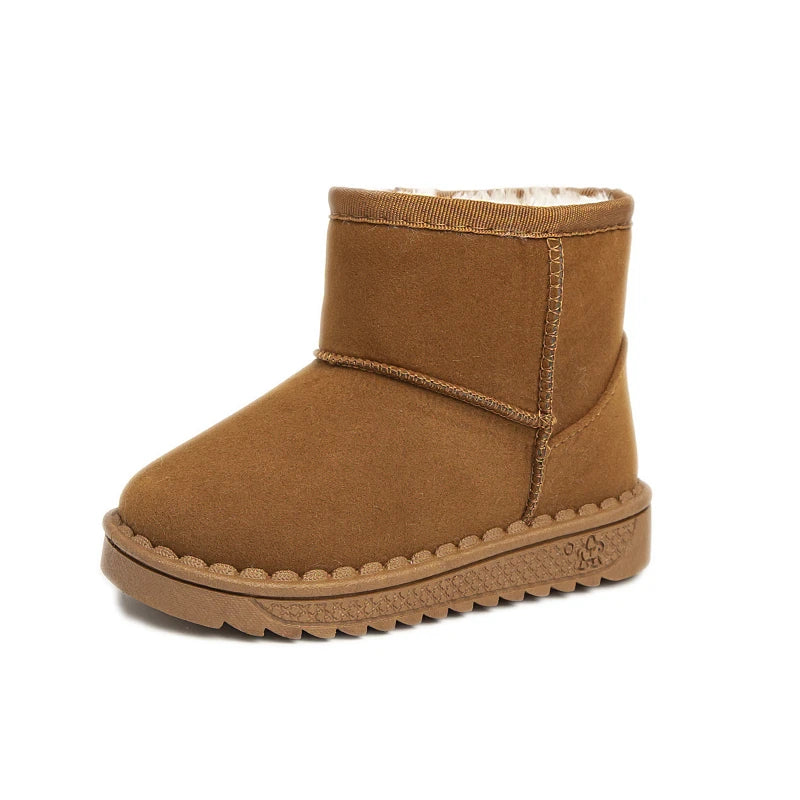 2025 Children Snow Boots Leisure Thick Fur Platform Winter Kids Short Boot Slip-on Unisex Concise Style Boys Girls  Kids Shoes