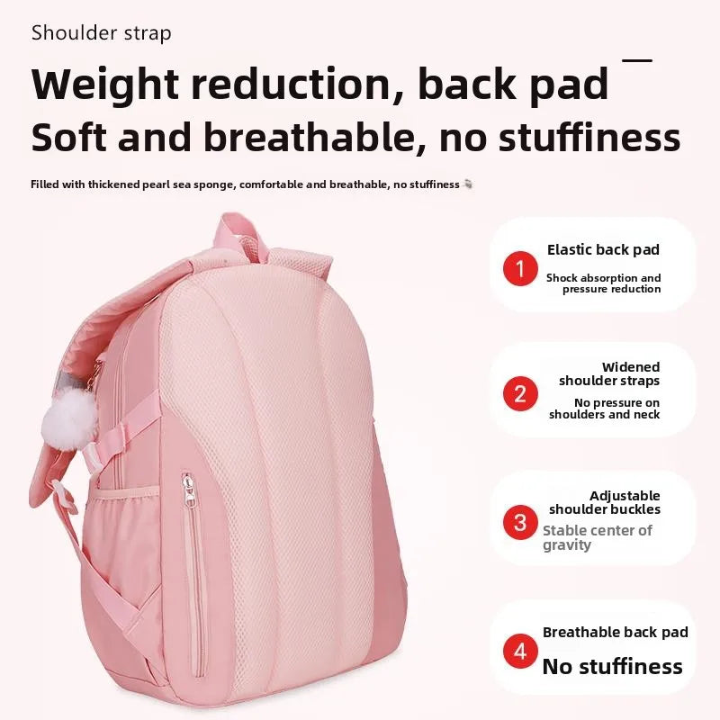 Cute School Bag for Little Girls Primary Student Double Shoulder Backpack after Class Tutoring Lightweight Waterproof Nylon