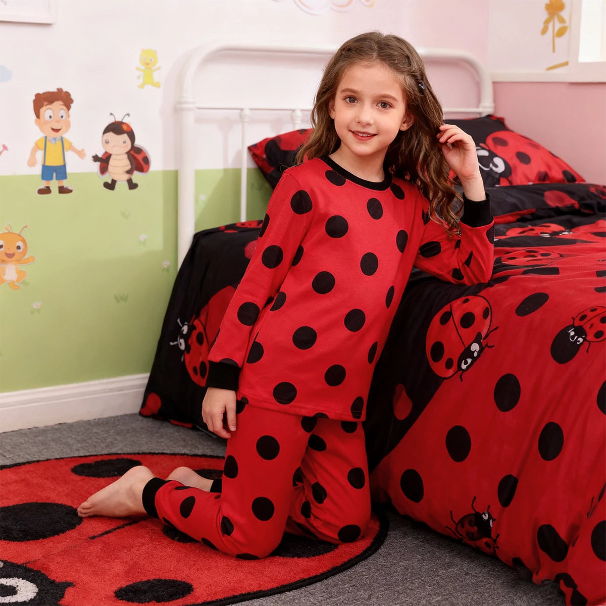 Girl Pajamas Sets Kid Ladybug Halloween Sleepwear Toddler Cute Cosplay Carnival Pijamas Chritmas New Year Birthday Gift Pyjamas