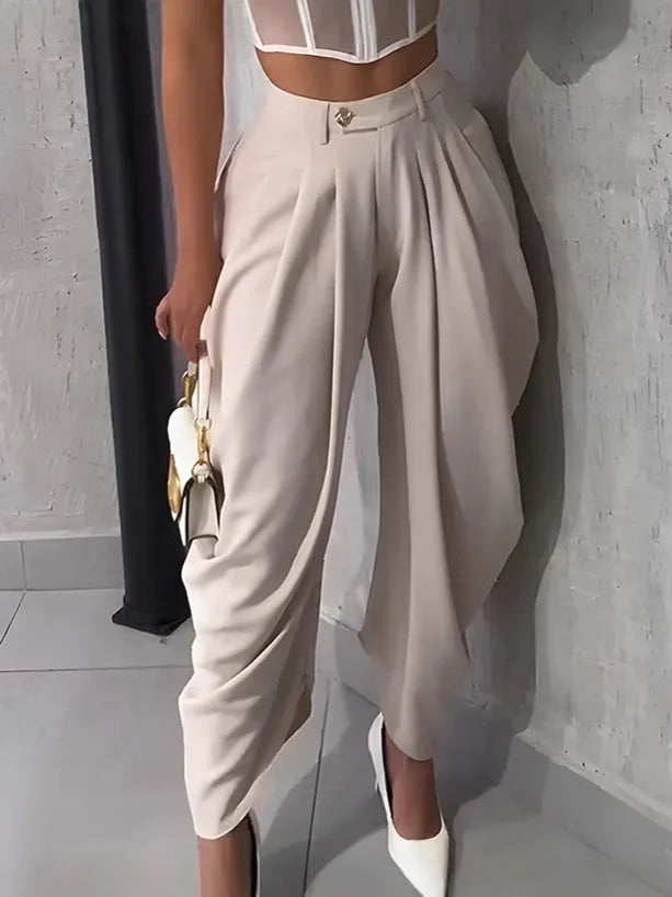 2026 Fall Autumn OL Work Fashion Active Casual Street Solid Color Trouser Women High Waist Jogger Loose Long Harlen Pants