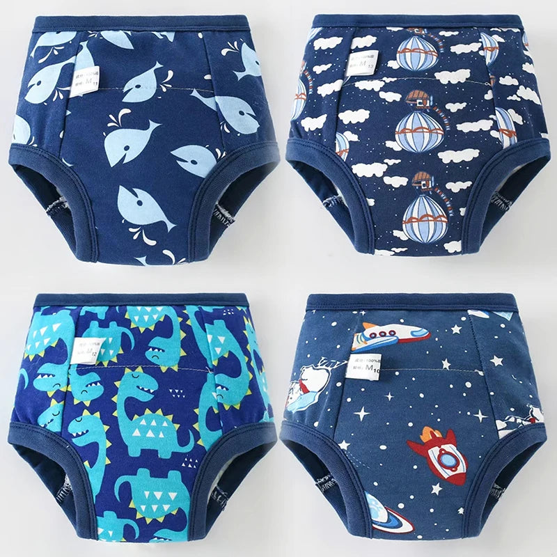 4PCS Baby Waterproof Diapers Pee Shorts Underwears Reusable Soft Ecological Cotton Toddler Potty Training Pants For Boys Girls