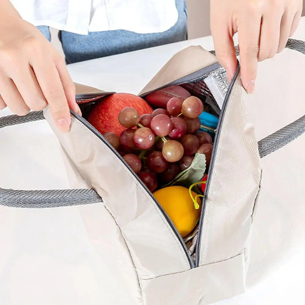 New Portable Lunch Box Bag Solid Color Thickened Thermal Insulation Bag Insulated Bento Bag School Work Lunch Bag with Meal