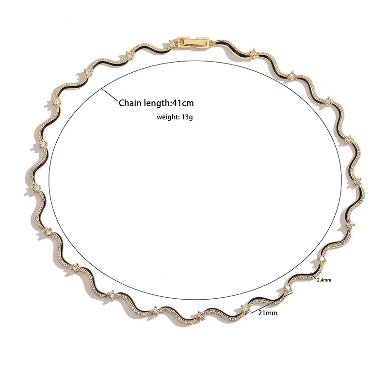 18K Gold Plated Fashion Enamel Chains Necklace Bracelet Jewelry Sets Brass Chain Wave Multicolor Women Wholesale Wedding Gifts