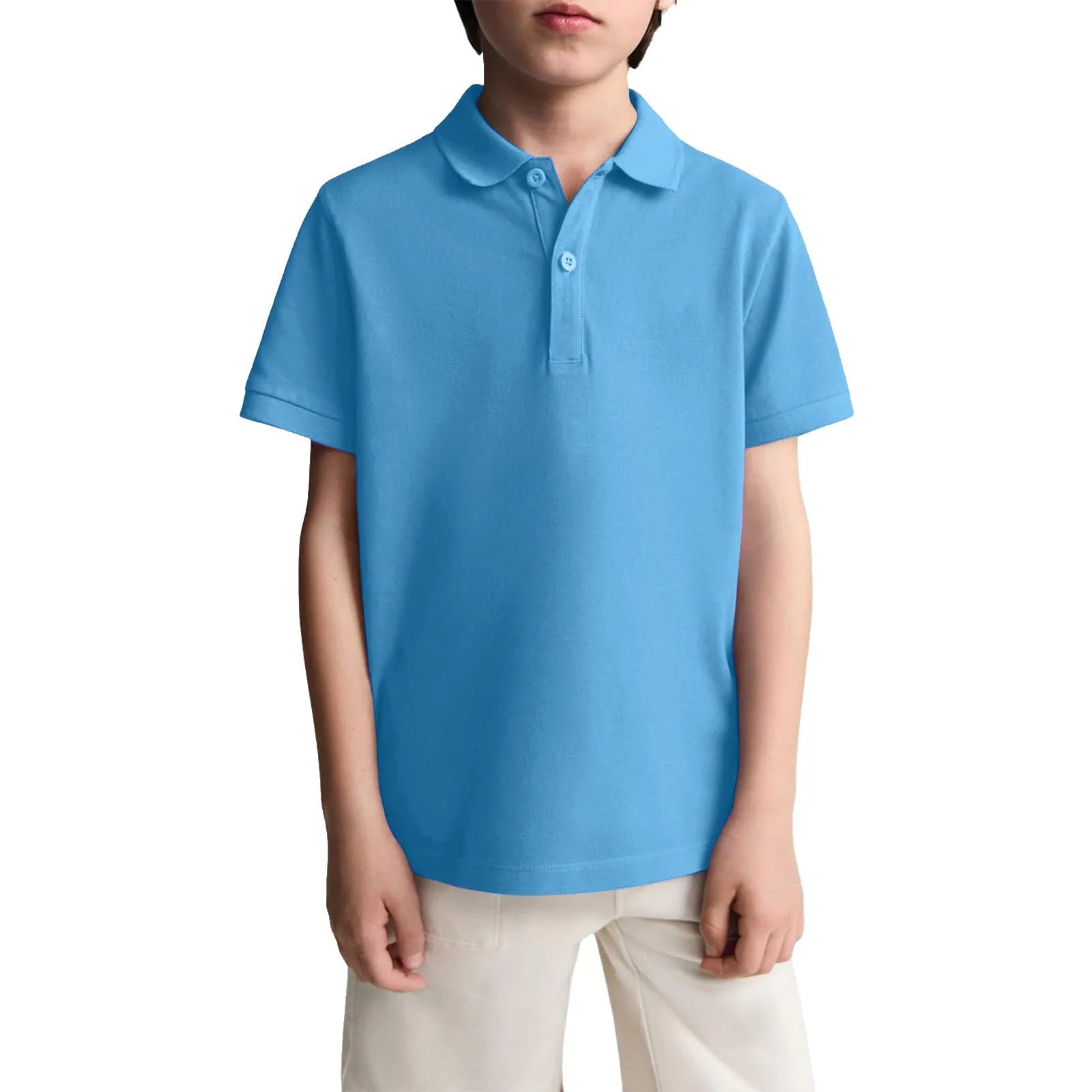 Boys Casual Polo Shirts Short Sleeve Lapel Shirt Short Sleeve Athletic Tee School Uniform Shirts For Kids 6-11y