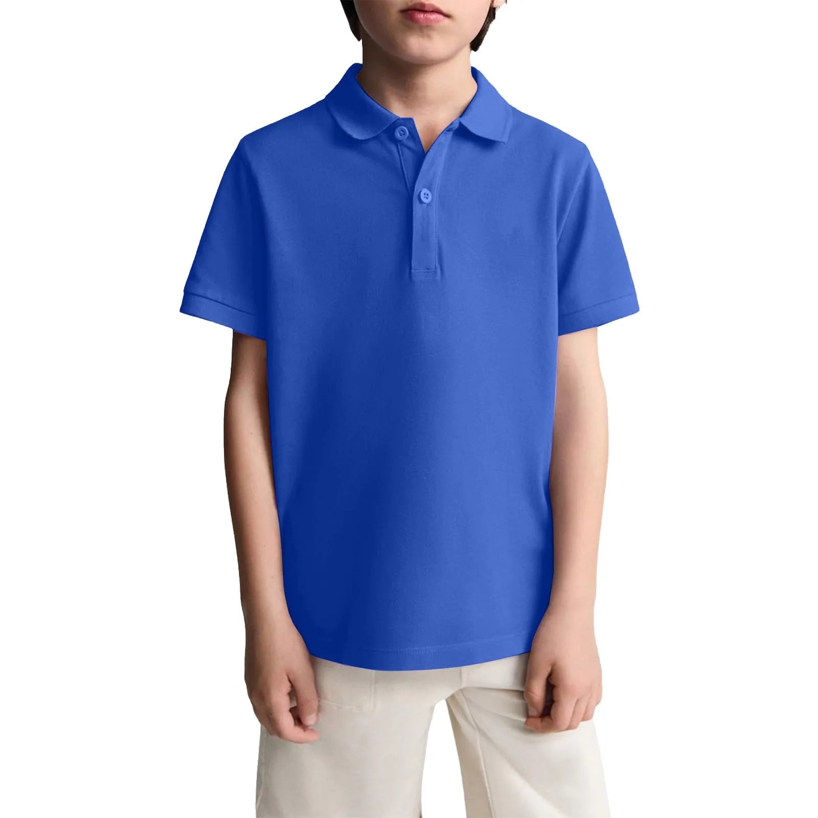 Boys Casual Polo Shirts Short Sleeve Lapel Shirt Short Sleeve Athletic Tee School Uniform Shirts For Kids 6-11y