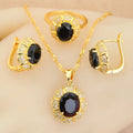 Classic 18K Gold Plated Bridal Jewelry Sets for Women Blue Crystal Club Earrings Necklace Pendant Ring Wedding Gift