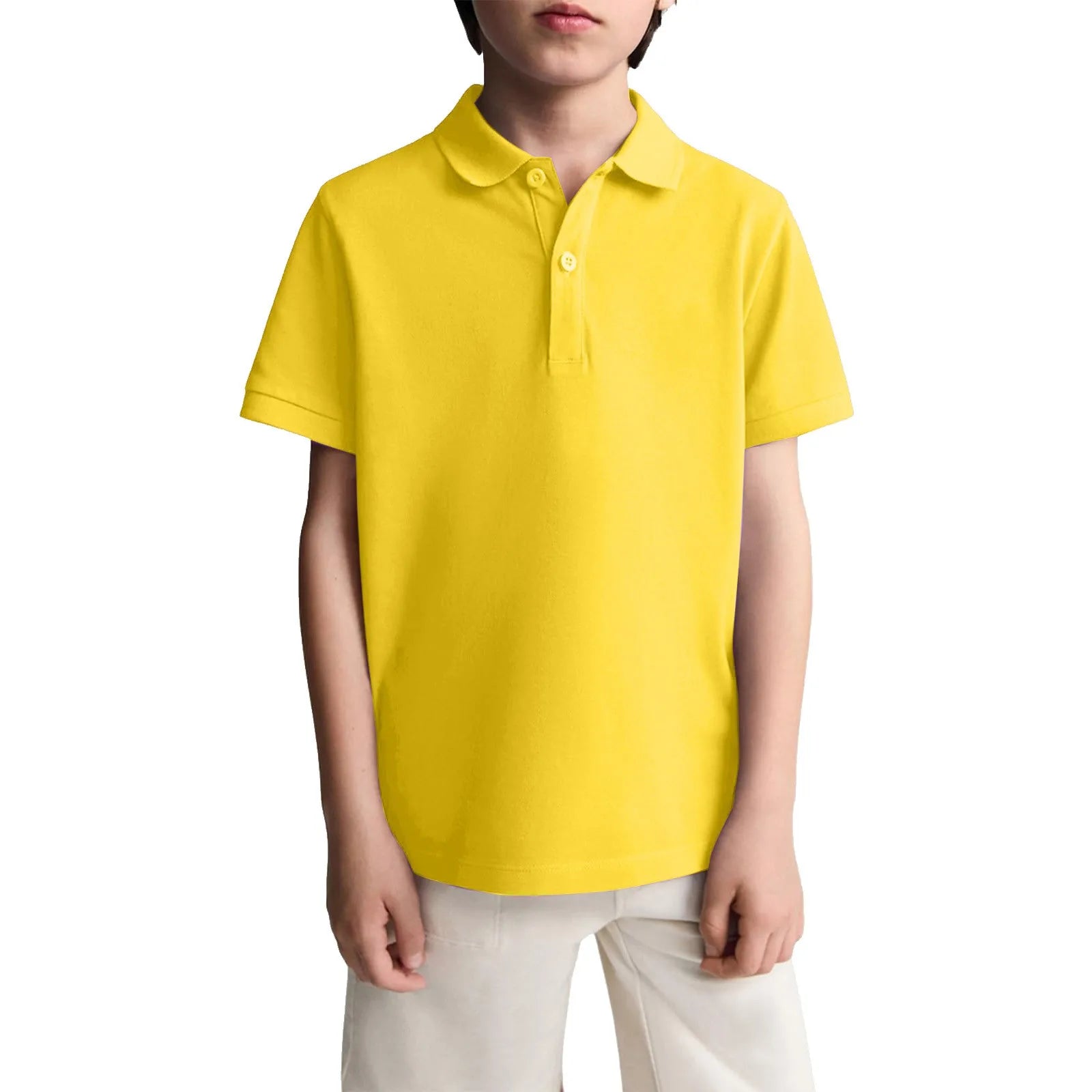 Boys Casual Polo Shirts Short Sleeve Lapel Shirt Short Sleeve Athletic Tee School Uniform Shirts For Kids 6-11y