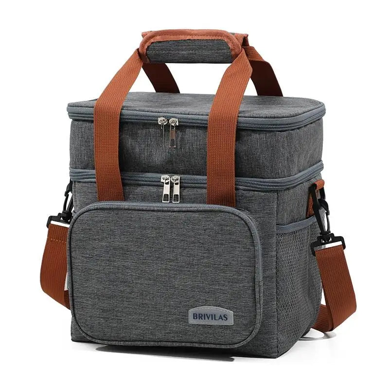 1pc Insulated Lunch Bag, Large Capacity Double-layer Insulated Tote Bag, Suitable For Picnics, School And Work.