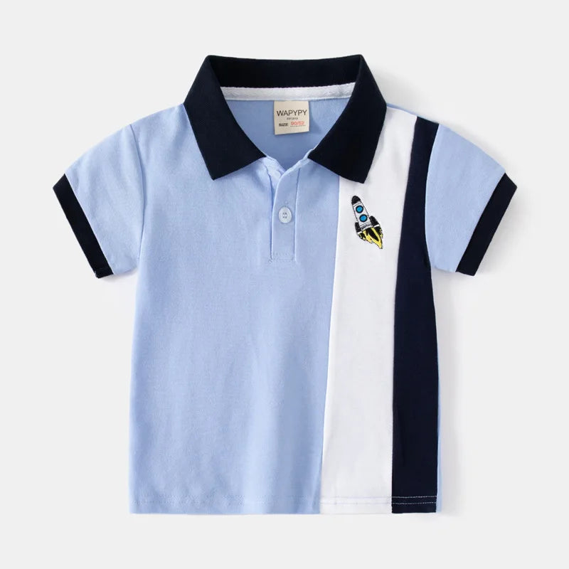 Korean Polo Tshirt Boy 100% Cotton Boys Clothes for School Uniform 2024 Shirts Solid White Black Green Polos Children's Clothing