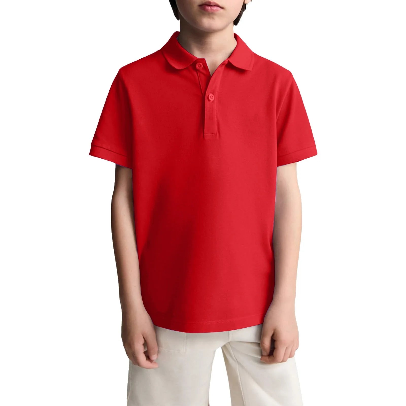Boys Casual Polo Shirts Short Sleeve Lapel Shirt Short Sleeve Athletic Tee School Uniform Shirts For Kids 6-11y