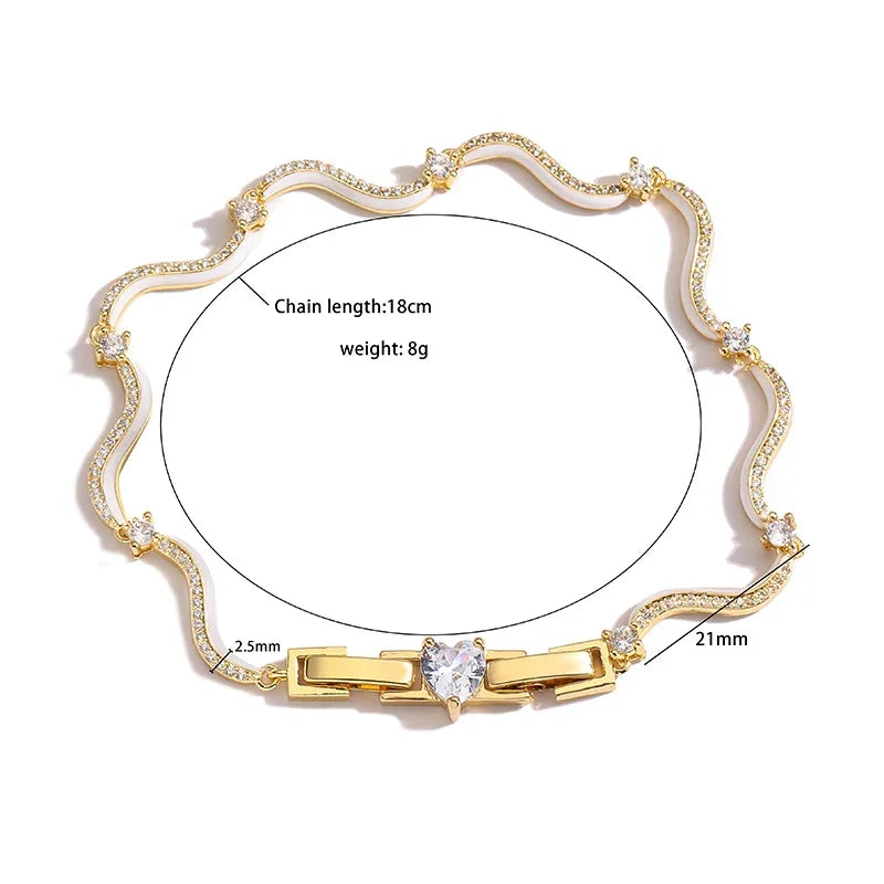 18K Gold Plated Fashion Enamel Chains Necklace Bracelet Jewelry Sets Brass Chain Wave Multicolor Women Wholesale Wedding Gifts