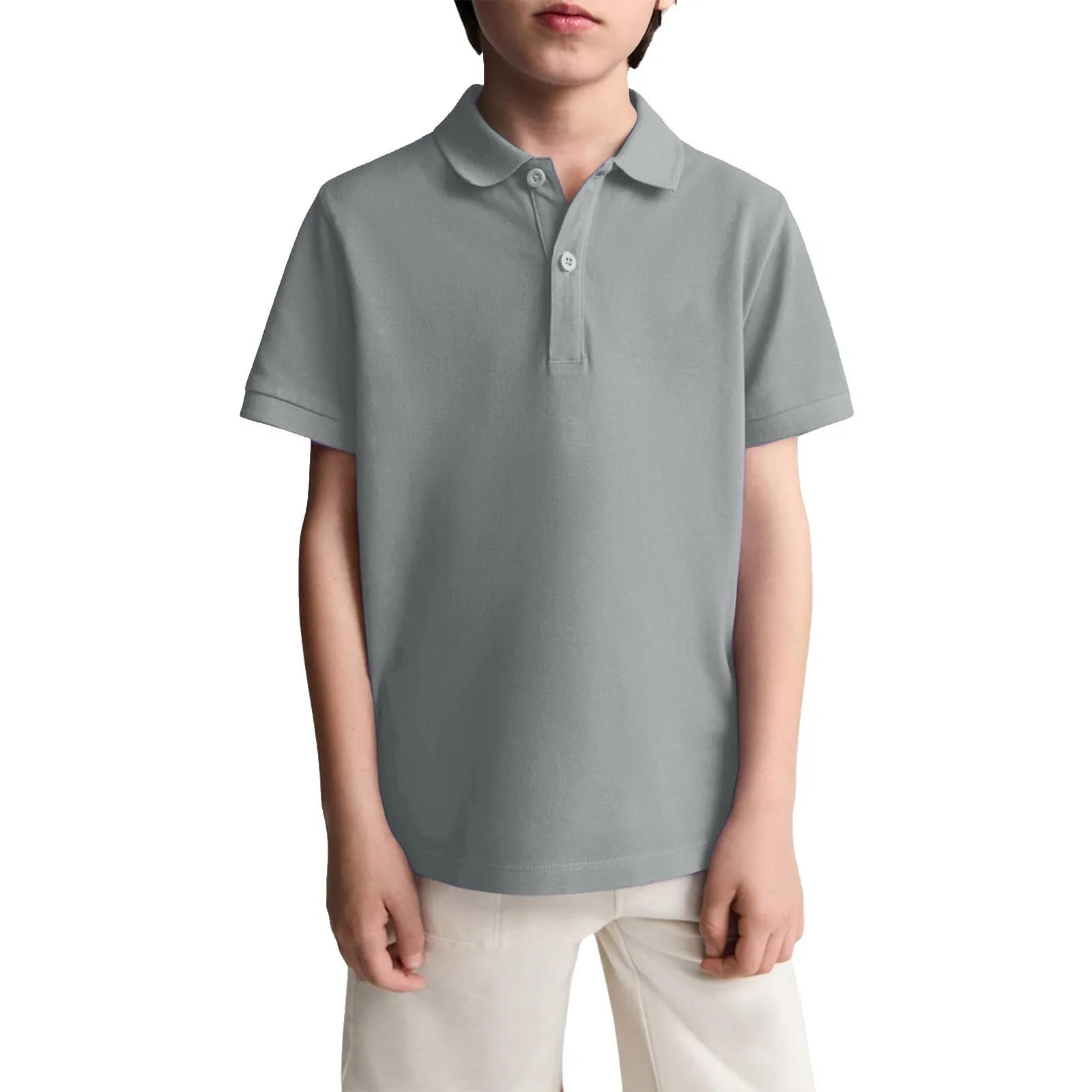 Boys Casual Polo Shirts Short Sleeve Lapel Shirt Short Sleeve Athletic Tee School Uniform Shirts For Kids 6-11y