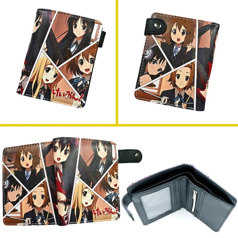 Anime K-ON!K-ON! Hirasawa Yui Akiyama Mio PU Short Wallet Cute Tainaka Ritsu Kotobuki Tsumugi Synthetic Leather Bifold Purse