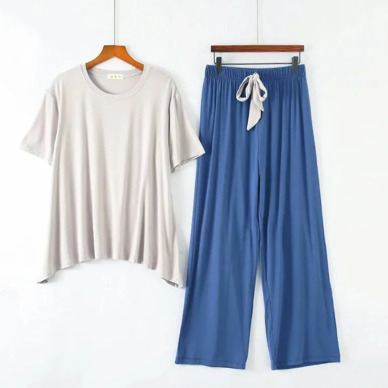 Summer  modal pajamas for women  thin section short-sleeved trousers suit two-piece loose comfortable pajama set  home service