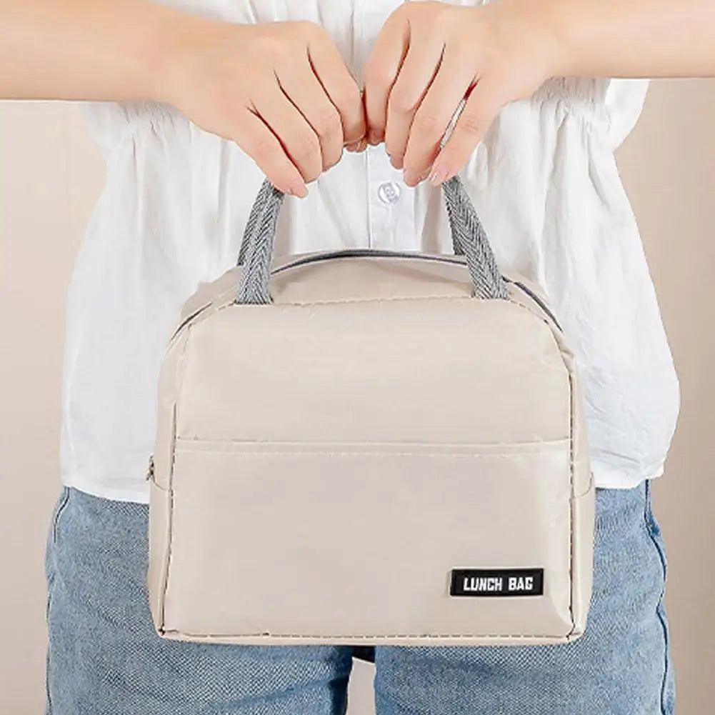New Portable Lunch Box Bag Solid Color Thickened Thermal Insulation Bag Insulated Bento Bag School Work Lunch Bag with Meal