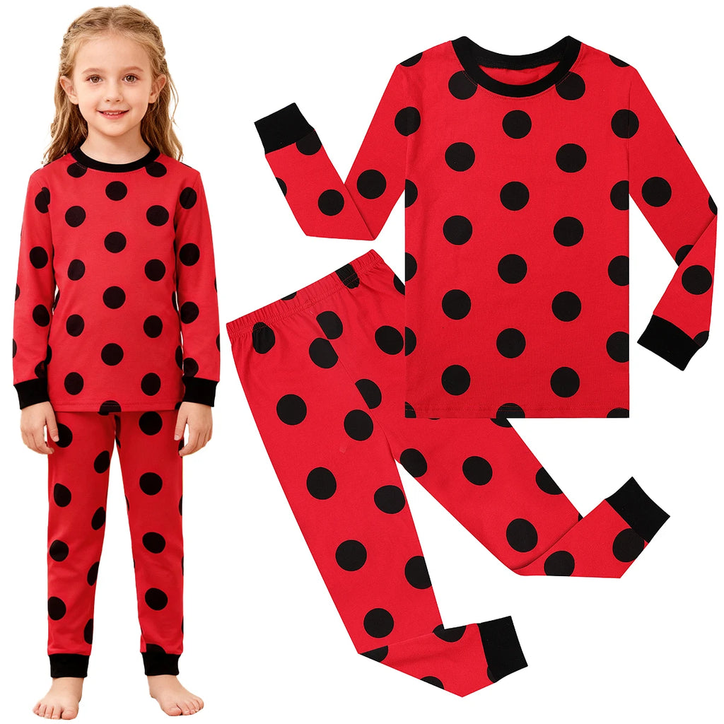 Girl Pajamas Sets Kid Ladybug Halloween Sleepwear Toddler Cute Cosplay Carnival Pijamas Chritmas New Year Birthday Gift Pyjamas