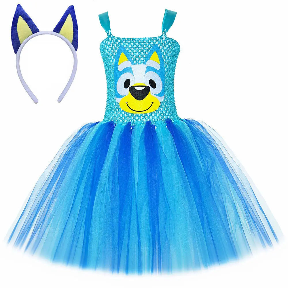 Halloween Children'S Animal Costume Bluey Princess Dress Bluey Bingo Same Style Puppy Cosplay Costume Mesh Tutu Skirt Gifts