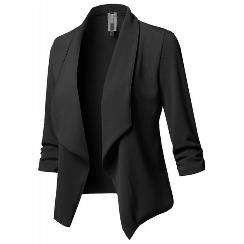 Women Blazer Jackets Female Retro Suits Coat Feminino OL Blazers Outerwear Plus Size Open Front Short Cardigan Plus Size