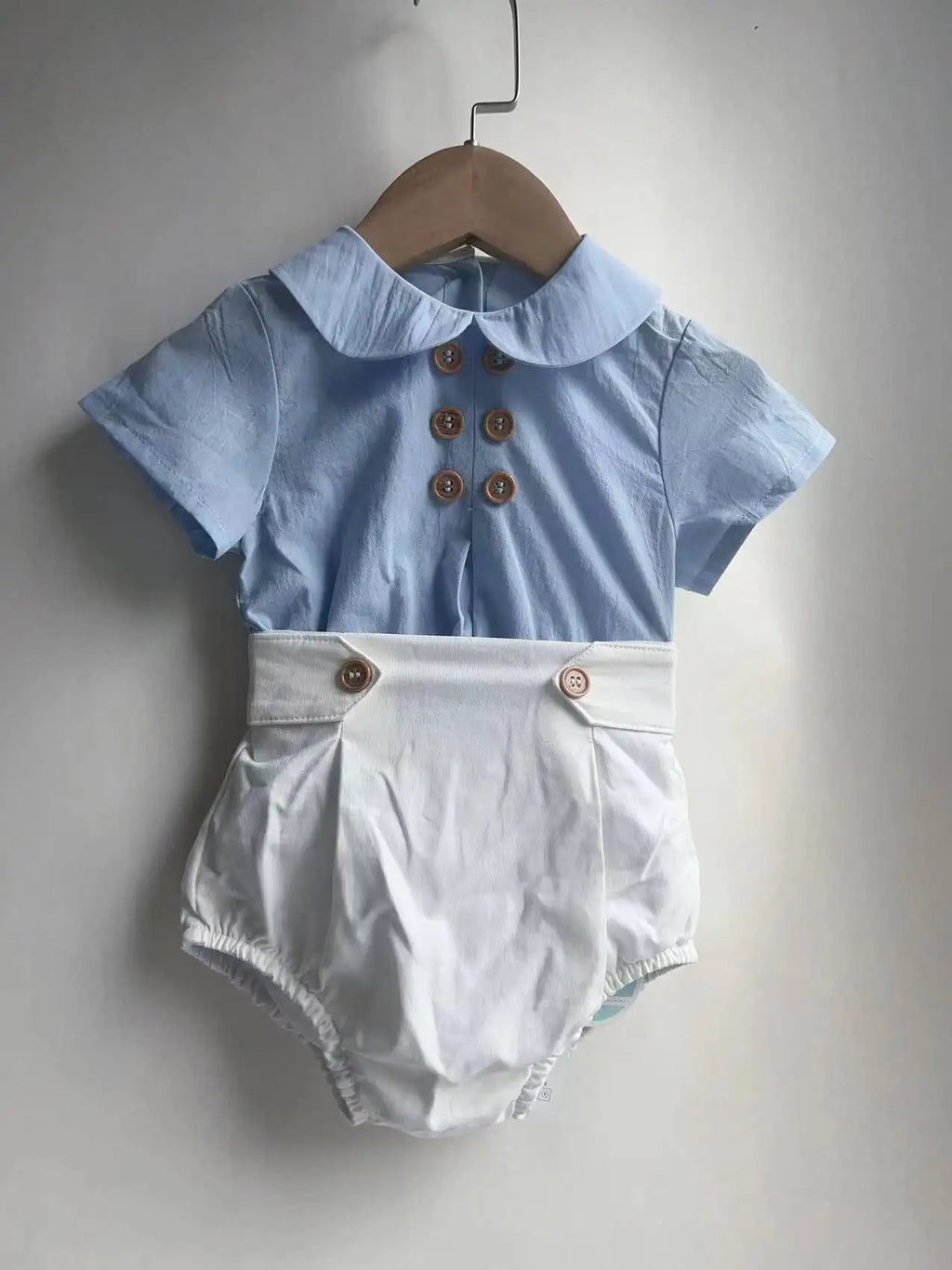 Summer Spanish Boys Boutique Clothing Sets Baby Clothes Suit Infant Birthday Christening Suit White Shirt Short Pant